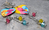 Pride Love Guitar Pick Earrings with Swarovski Crystal Dangles