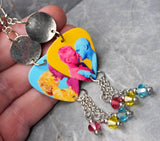 Pride Love Guitar Pick Earrings with Swarovski Crystal Dangles