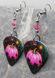 Beautiful Pink Pumpkin Guitar Pick Earrings with Pink AB Swarovski Crystals