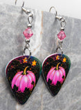 Beautiful Pink Pumpkin Guitar Pick Earrings with Pink AB Swarovski Crystals