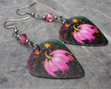 Beautiful Pink Pumpkin Guitar Pick Earrings with Pink AB Swarovski Crystals