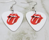 The Rolling Stones Emblem White Guitar Pick Earrings