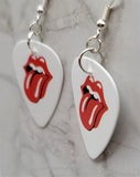The Rolling Stones Emblem White Guitar Pick Earrings