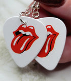 The Rolling Stones Emblem White Guitar Pick Earrings