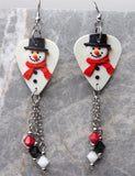 Snowman Guitar Pick Earrings with Swarovski Crystal Dangles