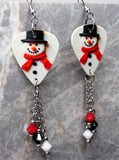 Snowman Guitar Pick Earrings with Swarovski Crystal Dangles