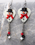 Snowman Guitar Pick Earrings with Swarovski Crystal Dangles