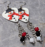 Snowman Guitar Pick Earrings with Swarovski Crystal Dangles