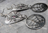 Spider on a Spiderweb Guitar Pick Earrings with Stainless Steel Spiderweb Charm Dangles