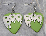 Boo Text Stainless Steel Charm Guitar Pick Earrings - Pick Your Color