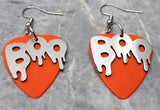 Boo Text Stainless Steel Charm Guitar Pick Earrings - Pick Your Color