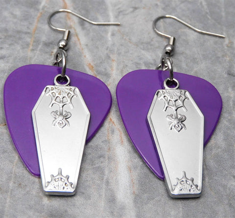 Coffin Stainless Steel Charm Guitar Pick Earrings - Pick Your Color