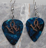 Love Text Stainless Steel Charm Guitar Pick Earrings - Pick Your Color