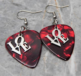 Love Text Stainless Steel Charm Guitar Pick Earrings - Pick Your Color