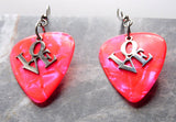 Love Text Stainless Steel Charm Guitar Pick Earrings - Pick Your Color