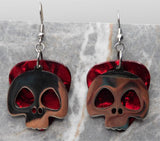 Large Skull Stainless Steel Charm Guitar Pick Earrings - Pick Your Color