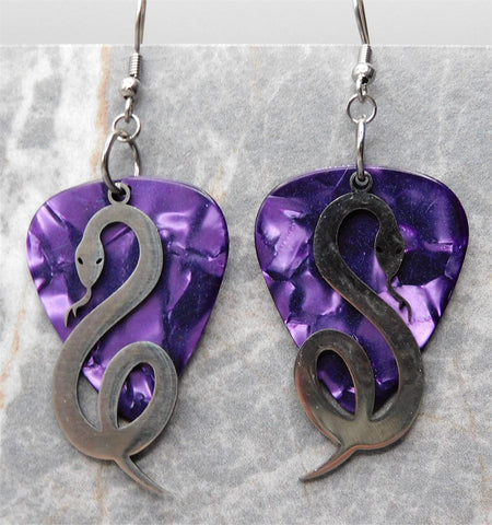 Snake Stainless Steel Charm Guitar Pick Earrings - Pick Your Color