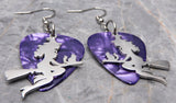 Witch on a Broomstick Stainless Steel Charm Guitar Pick Earrings - Pick Your Color