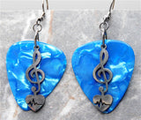 Treble Clef and Heart Heartbeat Stainless Steel Charm Guitar Pick Earrings - Pick Your Color