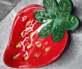 Hand Painted Strawberry Polymer Clay Trinket Dish