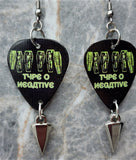 Type O Negative Coffin Guitar Pick Earrings with Spike Charm Dangles