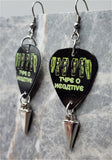 Type O Negative Coffin Guitar Pick Earrings with Spike Charm Dangles