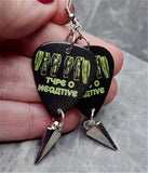 Type O Negative Coffin Guitar Pick Earrings with Spike Charm Dangles