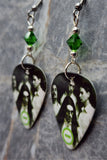 Type O Negative Guitar Pick Earrings with Green Swarovski Crystals