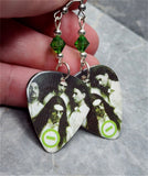 Type O Negative Guitar Pick Earrings with Green Swarovski Crystals