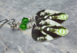 Type O Negative Guitar Pick Earrings with Green Swarovski Crystals