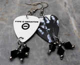 Type O Negative Guitar Pick Earrings with Black Swarovski Crystal Dangles