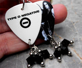 Type O Negative Guitar Pick Earrings with Black Swarovski Crystal Dangles