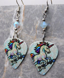 Guitar Playing Unicorn Guitar Pick Earrings with ABx2 Swarovski Crystals