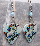 Guitar Playing Unicorn Guitar Pick Earrings with ABx2 Swarovski Crystals