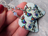 Guitar Playing Unicorn Guitar Pick Earrings with ABx2 Swarovski Crystals