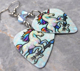 Guitar Playing Unicorn Guitar Pick Earrings with ABx2 Swarovski Crystals