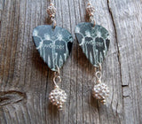 Weezer Make Believe Guitar Pick Earrings with White Pave Beads