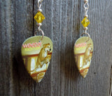 Weezer Raditude Guitar Pick Earrings with Yellow Swarovski Crystals