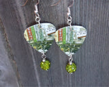 Weezer The Lion and The Witch Guitar Pick Earrings with Green Pave Beads