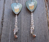 Weezer Memories Guitar Pick Earrings with Charm and Swarovski Crystal Dangles