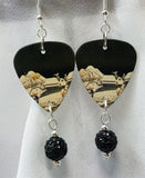 Weezer Pinkerton Guitar Pick Earrings with Black Pave Bead Dangles