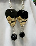 Weezer Pinkerton Guitar Pick Earrings with Black Pave Bead Dangles