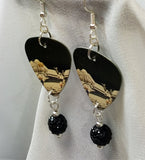 Weezer Pinkerton Guitar Pick Earrings with Black Pave Bead Dangles