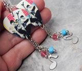 Weezer Group Picture Guitar Pick Earrings with Music Note Charm and Swarovski Crystal Dangles