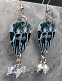 Weezer Make Believe Guitar Pick Earrings with Clear ABx2 Swarovski Crystal Dangles