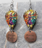 Three Beautiful Witches Guitar Pick Earrings with Hocus Pocus Stainless Steel Charms