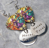 Three Beautiful Witches Guitar Pick Earrings with Hocus Pocus Stainless Steel Charms