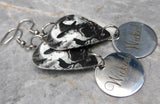 Witch with a Black Cat and Bats Guitar Pick Earrings with Wicked Stainless Steel Charms