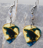 Witch in Front of the Moon Guitar Pick Earrings with ABx2 Swarovski Crystals