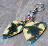 Witch in Front of the Moon Guitar Pick Earrings with ABx2 Swarovski Crystals